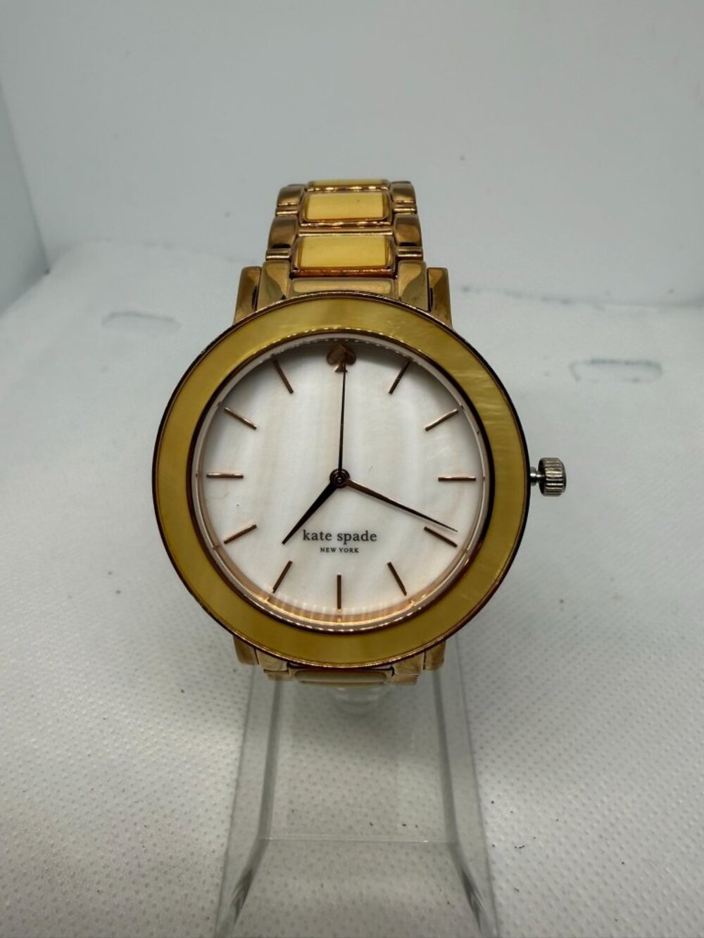 Kate Spade Gramercy 1YRU0394 Women Gold-Tone MOP Acetate Bracelet Quartz Watch